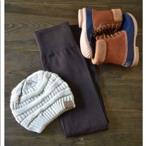 Fleece lined leggings - one brown, one burgundy